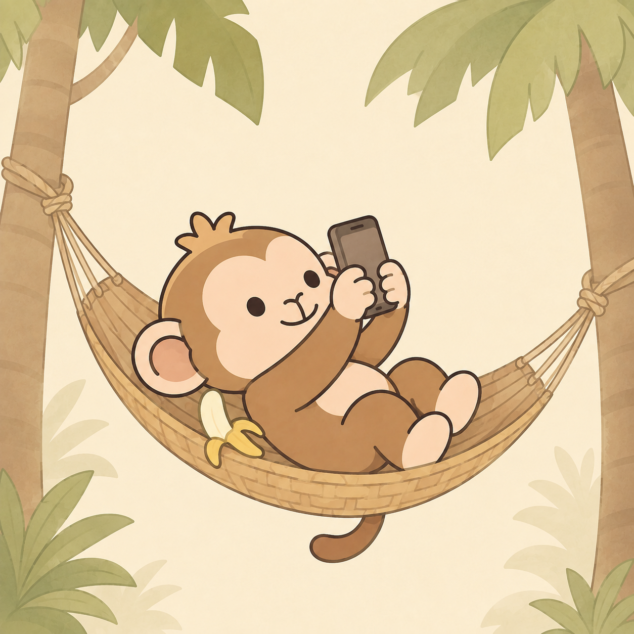 MONFONE relaxing in a hammock